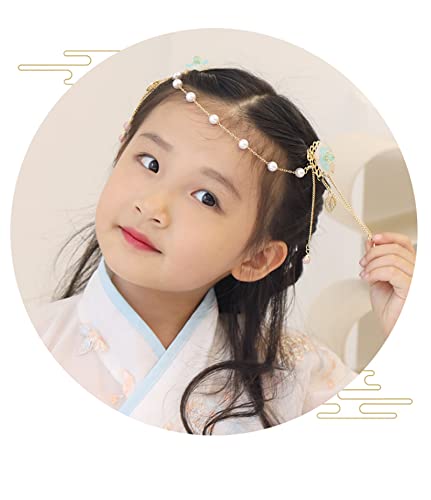 סיני סגנון ילדים ציצית מצח ראש שרשרת מתוק רטרו פרח סיכת ראש נסיכת האנפו אביזרי שיער קליפים סרט עבור בנות