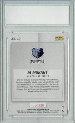 JA Morant 2019 Panini Instant 10 Tip -Off 1/226 Made Trookie Card PGI 10 - כרטיסי טירון של כדורסל כדורסל