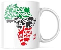 דגל אפריקה כללי מפת יבשת אפריקה בעלי חיים 11 עוז ספל קפה מ306