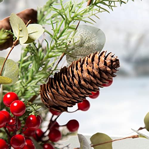 Glitzhome 20 ”ח 'חג המולד אורן חרוט שולחן פרחוני עץ עם בסיס יוטה פירות יוטה דקורטיבי
