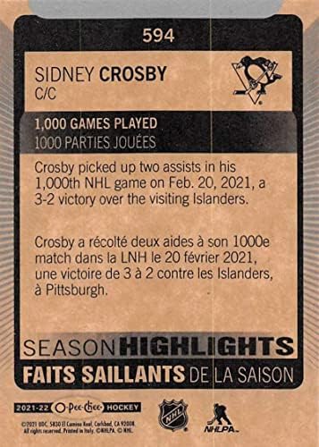 2021-22 O-PEE-CHEE 594 סידני קרוסבי פיטסבורג פינגווינים NHL כרטיס מסחר בהוקי