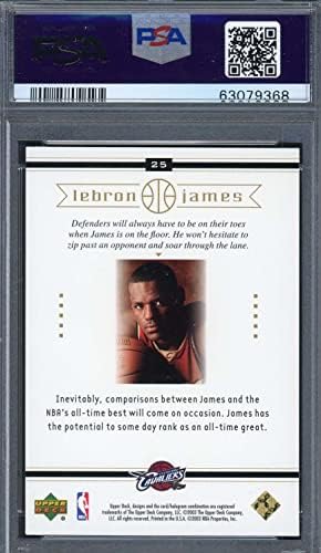 לברון ג'יימס 2003 קופסת סיפון עליונה סט טירון כרטיס כדורסל RC 25 PSA מדורגת 9