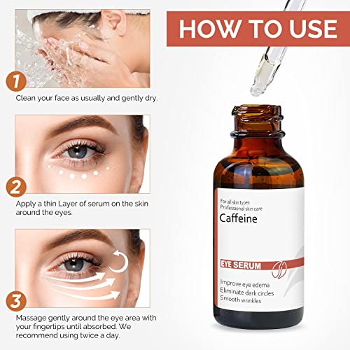 קפאין סרום עיניים, יעיל עיגולים שחורים תחת עין טיפול לנשים, אנטי הזדקנות רגיל קפאין סרום עיניים עבור קמטים שקיות עיניים ועיגולים כהים מסיר