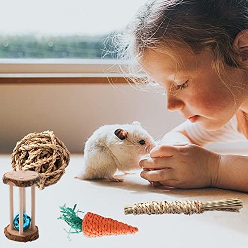 RLRICH 8 חבילות צעצועי אוגר צעצועי אגר צעצועי צעצועים אביזרים כלוב לטיפול בשיניים גלגל פעמון עץ אורגני לחזירי גינאה סורים גמדים גמדים עכברוש צ'ינצ'יות גרבילים ארנבים ארנבים