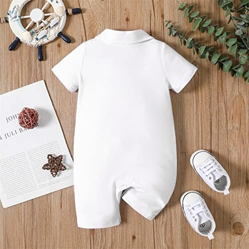 Patpat Baby Boys Bear Polo Snap-Up Romper