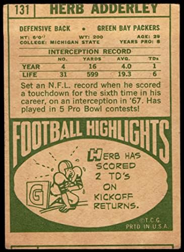 1968 Topps 131 Herb Adderley Green Bay Packers Fair Packers St.