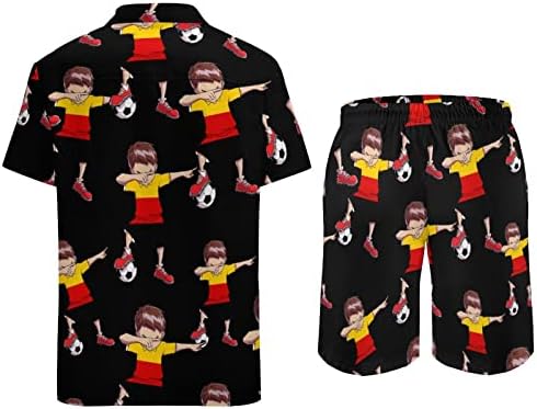 טבלנות כדורגל גרמניה גרמניה תלבושות חוף של 2 חלקים כפתור הוואי מטה חולצה עם שרוול קצר וחליפות מכנסיים קצרים