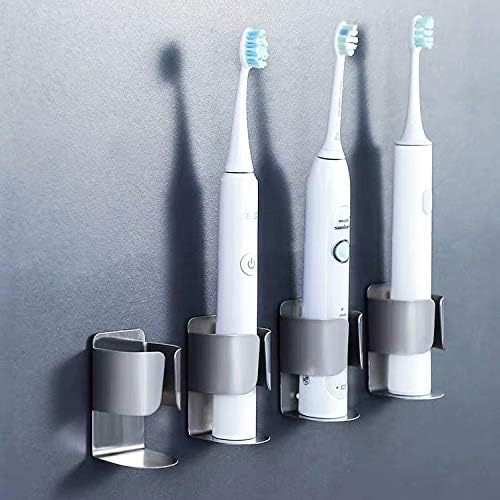 מחזיק מברשת שיניים חשמלית, 304 קיר נירוסטה רכוב על קיר דבק עצמי מארגן מעמד עמידה למברשת שיניים חשמלית, משחת שיניים, ניקוי פנים