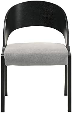 ארמן סלון פולי אמצע המאה מודרני אוכל מבטא כיסאות גימור בד-סט של 2, 20 רחב, שחור / אפור