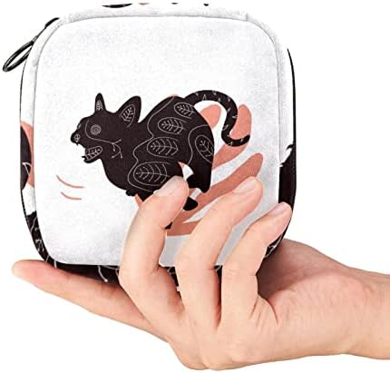 תיק תקופת Oryuekan, תיק אחסון מפיות סניטרי, שקית כרית נשית שקית כרית סניטרית לנשים נערות נשים, חתול טבע חיה של Art Animal חתול