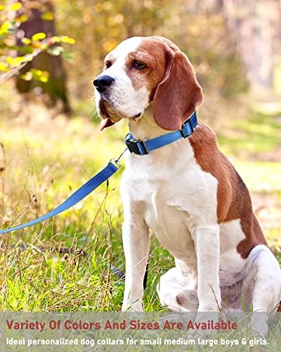 צווארון כלבים רפלקטיבי עם אבזם צווארוני ניילון בטיחותיים מתכווננים לכלבים גדולים בינוניים, כחול כהה M
