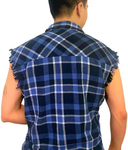 Aligro - חולצות משובצות פלנל ללא שרוולים לגברים כפתור מזדמן למטה חולצות אפוד קאובוי