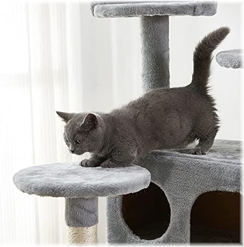 חתול עץ, 52.76 סנטימטרים חתול מגדל עם סיסל מגרד לוח, חתול עץ בית עם מרופד פלטפורמה, 2 יוקרה דירות, עבור חתלתול, חיות מחמד, מקורה פעילות מרגיע