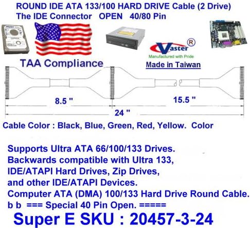3 יח '/חבילה, UDMA 40/80 IDE/EIDE/ATA HDD כבל נתונים, 2 כונן 24 אינץ', צבע שחור,