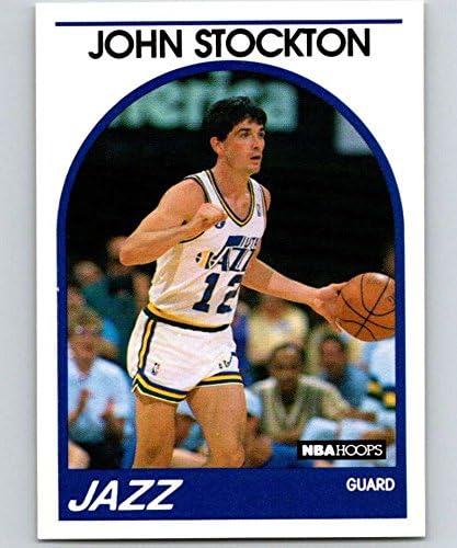 1989-90 NBA Hoops 140 ג'ון סטוקטון יוטה ג'אז חישוקים חווקים מורשים כרטיס מסחר בכדורסל