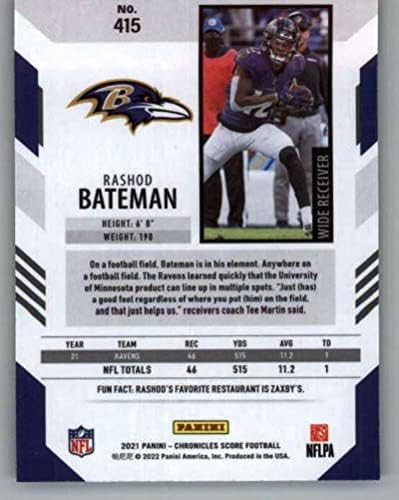 2021 Panini Chronicles Scort עדכון טירונים 415 Rashod Bateman Baltimore Ravens NFL כרטיס מסחר בכדורגל