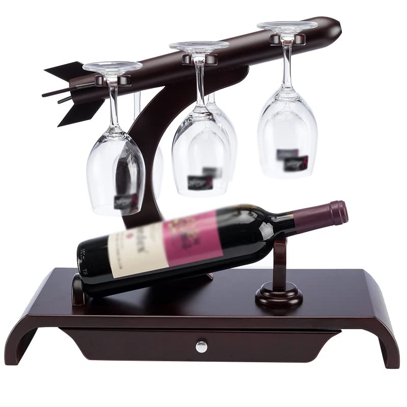 N/A מתלה זכוכית יין מעץ מתלה כוס יין בסגנון אירופאי קישוטי ארון יין
