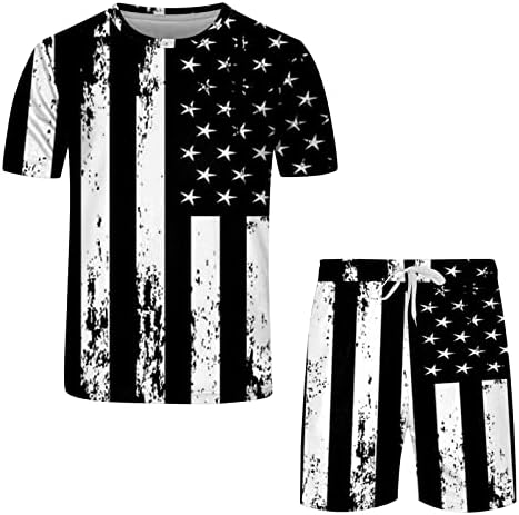 SET SHOTS SHORTS SHORTS SHORTS SHOTS מגדיר תלבושות לקיץ אמריקה דגל אמריקאי הדפס טיי חולצות ספורט תלבושת ספורט תלבושת תלבושת תלבושת תלבושת ספורט