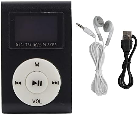 Lizealucky 32GB סט נגן MP3, STEAL MINI MP3 נגן מוסיקה ספורט קליפ אחורי מסך LCD מסך MP3 כרטיס זיכרון, נגן מוזיקה דיגיטלית עם אוזניות וכבל USB