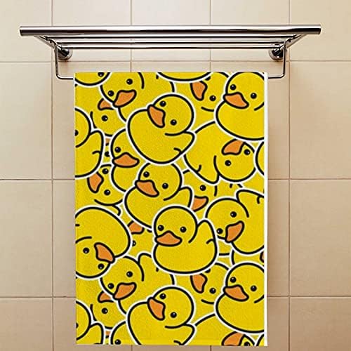 מגבות ידיים של Zklzi 2 חבילות קריקטורה מצוירת מגבת צהובה של ברווז קטן וחמוד לחדר אמבט