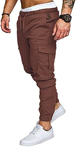 מכנסי מטען של Jorasa Mens Plus Plus גודל מכנסי טרנינג רזה משוררת מכנסי עבודות מותניים אלסטיים מכנסי טיול חיצוניים עם כיסים