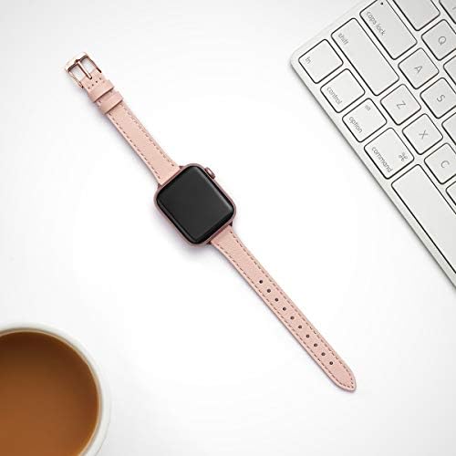 להקות עור Stiroll Slim תואמות להקת Apple Watch 38 ממ 40 ממ 42 ממ 44 ממ, שעון עור דגנים עליון צמיד דק לסדרת Iwatch 5/4/3/2/1