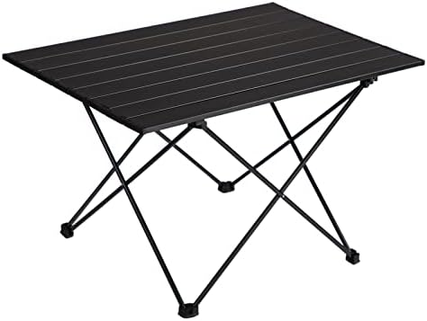 Peeteepoe בגודל גדול שולחן אלומיניום אולטרה -אור, גלגל שולחן השולחן עם שקית נשיאה, שולחן מתקפל לדיג לטיולי פיקור או קמפינג