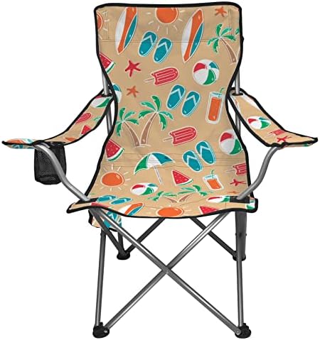 כסאות חוף Xyzcando חיצוניים, דפוס חוף חמוד כיסא חוף מתקפל נייד, אביזרים חיצוניים, כיסא מתקפל קל משקל