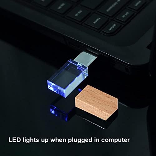 כונן פלאש USB 8 ג'יגה -בייט, כונן פלאש ברור גביש זכוכית LED עט עט כונן מהיר מהיר זיכרון מקל אגודל כונן קפיצה קפיצה כונן מתנה לבנות
