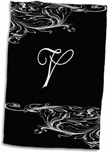 תמונת ורד תלת מימדית של מכתב סגנון ויקטוריאני מכתב V מגבת יד, 15 x 22