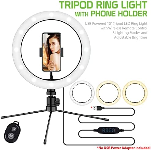 טבעת סלפי בהירה אור תלת צבעוני תואם לאייסר איקוניה א3 10 אינץ ' עם שלט לשידור חי / איפור/יוטיוב / טיקטוק/וידאו / צילום