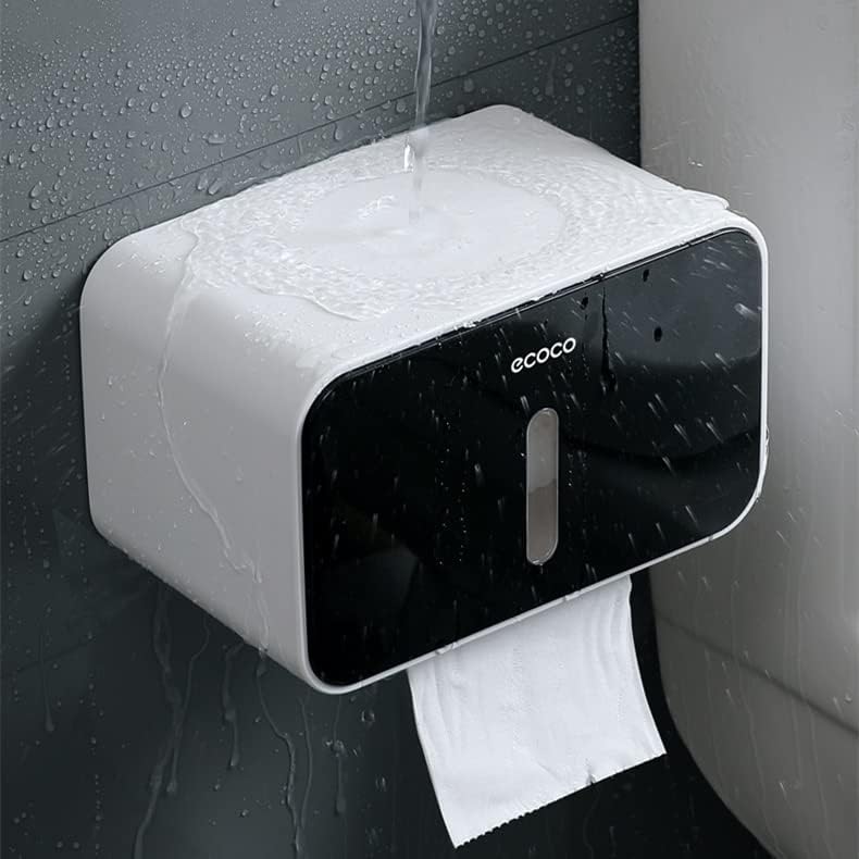 מחזיק נייר טואלט חיצוני אטום למים לחדר אמבטיה - מחזיק רקמות נייר פלסטיק מכסה מלא דבק עצמי רכוב