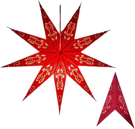 כוכב נייר של יפסיו 9 פנס מחודד נייר נייר נייר כוכב גוונים אור גדול 60 סמ כוכב קישוטי תלייה לחג המולד לחתונה בית קישוטים למסיבת יום הולדת אדום 9 002