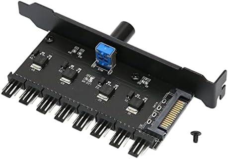 רכזת מאוורר מחשב Ashata, 8 ערוצים ידית קירור בקרה מהירות מאוורר למארז מעבד HDD, עבור שלדת מעבד כונן קשיח VGA PWM מאוורר PCI סוגר 12V בקרת מאוור