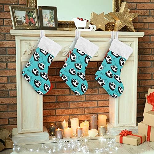 גרבי חג המולד של Alaza חיה דפוס פנדה חמוד קלאסי קלאסית קישוטים גרביים גדולים לעיצוב עונת החגים המשפחתית תפאורה 1 חבילה, 17.7 ''
