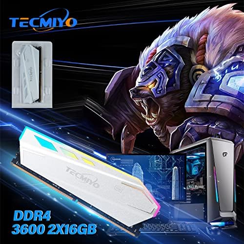 ערכת TECMIYO 32GB DDR4 3600MHz UDIMM RAM PC4-28800 1.35V CL18 288 PIN 1RX8 דרגה כפולה ללא ECC זיכרון ללא מעצורים אידיאלי אידיאלי עבור שדרוג זיכרון זיכרון שולחן עבודה שדרוג שדרוג