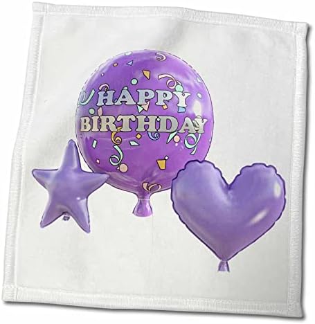 חגיגת גרפיקה בוהם 3DROSE - יום הולדת שמח ברכת בלונים סגולים - מגבות