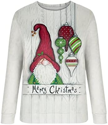 החג שמח חולצות לנשים גרפי בסוודרים סווטשירט צווארון עגול חג המולד גנום חולצות חולצות