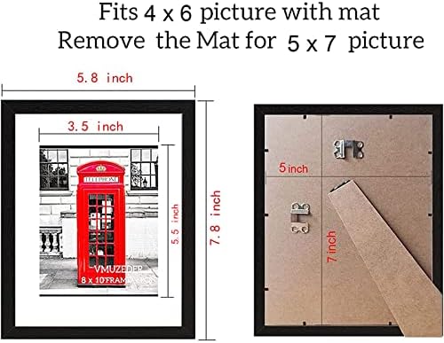 VMUzeder 5x7 מסגרת תמונה סט שחור של 6, תמונות תצוגה 4x6 עם מחצלת או 5x7 ללא מחצלת הרכבה קיר או תצוגה ראשונה של שולחן, קולאז 'מסגרות לצילום לקיר