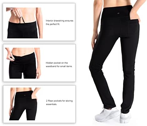 Yogipace Petite/רגיל/גבוה לנשים מנורות מכנסיים תרמיים יוגה מכנסיים חורפים ברגל ישר עם כיסים