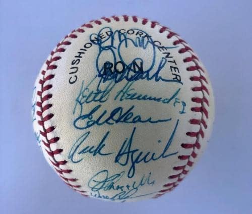 1986 קבוצת אלופת העולם של ניו יורק מטס חתמה על NL בייסבול 28 חתימות-מכתב JSA-כדורי בייסבול חתימה