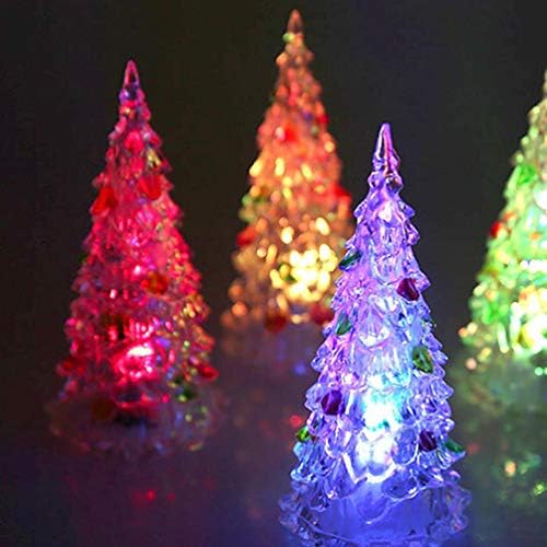 Sewroro 4 PCS עץ חג המולד עץ חג המולד קטן עם אורות אור רב -צבעוני נצנצים צלמן שולחן