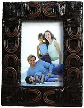 מסגרת צילום של Digico, הכנת תמונה הפוך תמונה מסגרת מסגרת עבודות בית מסגרת תמונה, 4 x6 מסגרת צילום עץ Rattan, חום כהה