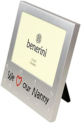 בנריני 'אנחנו אוהבים את המטפלת שלנו' - מתנת מסגרת תמונה - 5 x 3.5 - מתנת צבע כסף אלומיניום עבורה