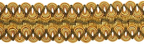 חבילת ערך 6 של חצר של וינטג '2 אינץ' רחב בינוני וקליל צמה זהב צמה / סגנון 0200HG / צבע: 4875/18 רגל / 5.5 מ '