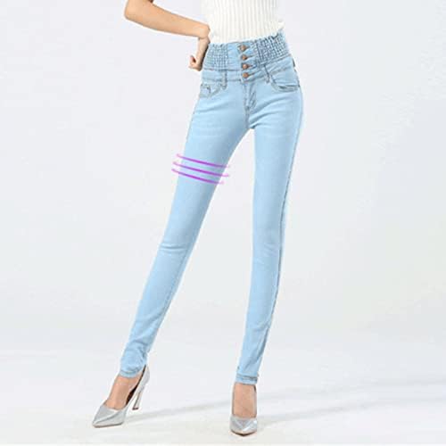 כפתורי מותניים גבוהים לנשים ג'ינס סקיני ג'ינס ג'ינס בקרת בטן רזה מכנסי ג'ינס רזה