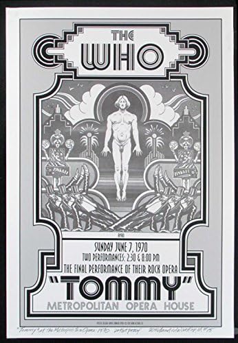 Tommy 1970 Broadway Show Poster בגודל מלא אמן חדש עריכה דיוויד בירד חתום ביד