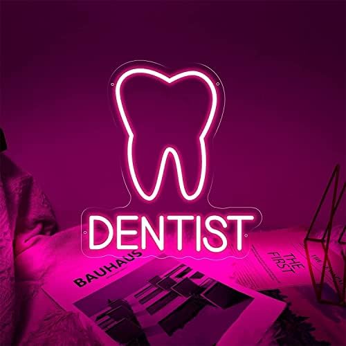 DVTEL בהתאמה אישית רופאי שיניים עיצוב שיניים אורות שלט ניאון, חותם תלייה של חותם זוהר אורות לילה LED, 40X36 סמ, בית מלון לבן מסעדה בר קפה בית קפה