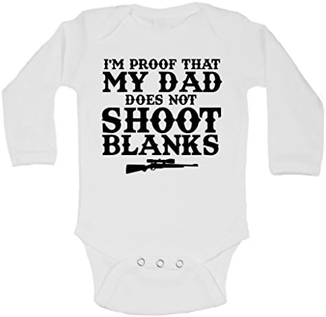 הוכחת בגד גוף ציד לתינוקות חמוד שאבא שלי לא יורה בחזקים חולצות תמלוגים 6-9 חודשים, לבן