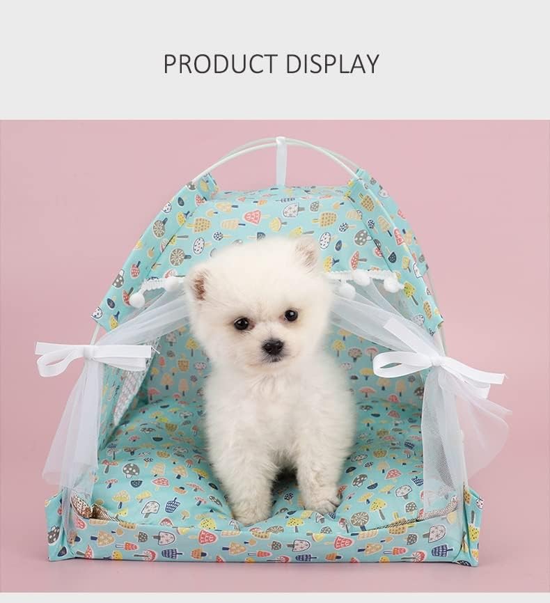 N/A כלב חיות מחמד בית אוהל הדפסת פרחים סגורה מיטת אוהל מקורה מתקפל מקפלת ניידת קיטי מיטה מלונה עבור